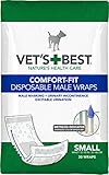 Vet's Best Comfort Fit Einweg-Windeln für männliche Hunde, saugfähig, auslaufsicher, Größe S, 30 Stück