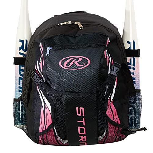 Rawlings Storm Girls T-Ball Softball Batting Bag Backpack Black/Pink