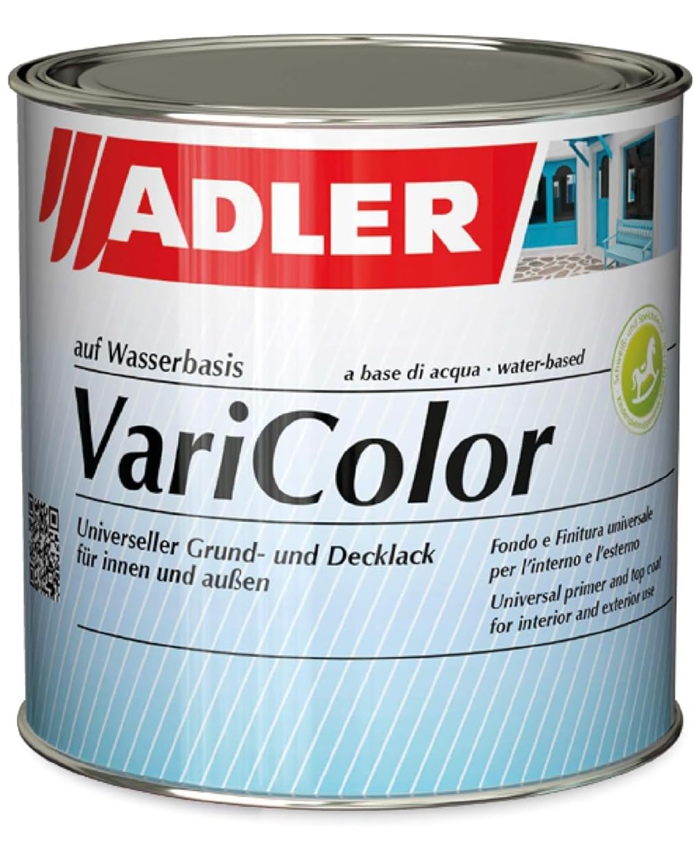 ADLER Varicolor 2in1 Acryl Buntlack für Innen und Außen - 2,5 l Weiß Weiß - Wetterfester Lack und Grundierung für Holz, Metall & Kunststoff - Seidenmatt