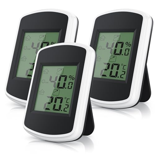 CSL - 3x Digitales Mini Thermo-Hygrometer Thermometer Hygrometer innen Temperatur und Luftfeuchtigkeitmessgerät mit Smiley-Indikator für Gewächshaus, Wohnzimmer