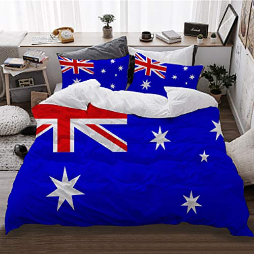 HATESAH Bedding Bettwäsche,Flagge von Australien,Bettwäsche 135x200cm,Kopfkissenbezug 2（50x80cm）