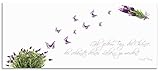 ARTland Spritzschutz Küche aus Alu für Herd Spüle 120x50 cm (BxH) Küchenrückwand mit Motiv Spruch Schmetterlinge Lavendel Landhaus Hell Weiß Lila J6DH