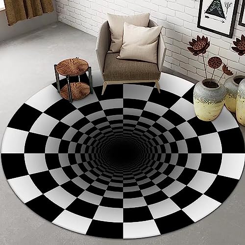 3D Vortex Teppich, Bottomless Hole Optical Illusion Area Teppiche Runde Rug Für Wohnzimmer Schlafzimmer Esszimmer Fußmatte Küchenfußmatten,100CM,Type A
