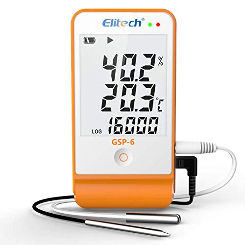 Elitech Thermometer Hygrometer Thermo-Hygrometer Feuchtigkeits-Meter Feuchtigkeit Monitor Innen/Außen Temperatur Messgerät Thermostat Sensor Sonde (GSP-6)