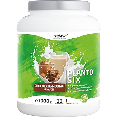TNT Planto Six • 1 kg Vegan Protein • Veganes Proteinpulver aus Erbsen, Hanf & Lupinen • 6-Komponenten Protein (Chocolate-Nougat Plus)