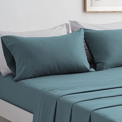 FARFALLAROSSA Komplettes Bettwäsche-Set für Doppelbetten, Bettlaken und Kissenbezüge, Mikrofaser, für Bett mit 180 cm, Grün