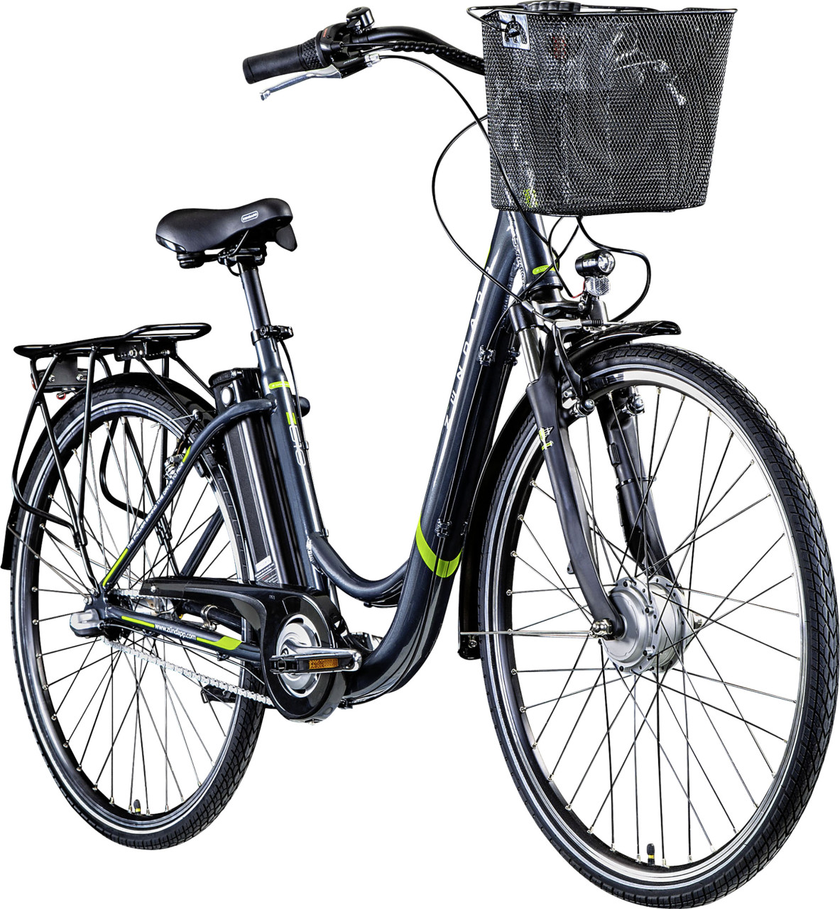 Zündapp E-Bike City Z510 700c Damen 28 Zoll RH 48cm 3-Gang 374 Wh grau grün