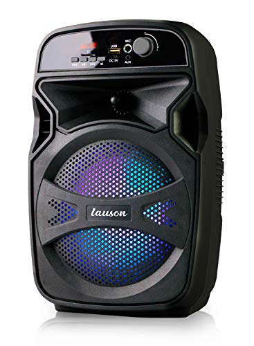 Lauson LLX34 Party-Soundsystem | Tragbare Musikanlage Bluetooth | Discolichter | Karaoke Box Mit USB Anschluss | SD | Outdoor Musikbox, Schwarz