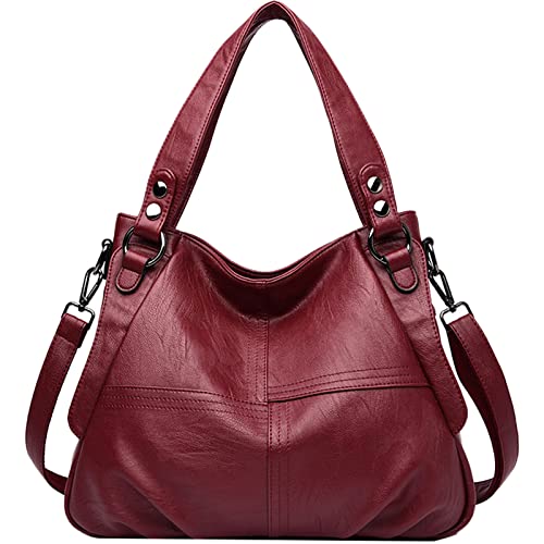 NIYUTA Handtasche Damen Umhängetaschen große Damenhandtasche Schultertasche gemacht aus PU Leder Kunstleder Elegant Damen Tasche für Büro Schule Einkauf mit vielen fächern rot
