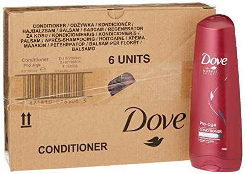 Dove Pro Age Feuchtigkeitsspendende und feuchtigkeitsspendende Spülung für Männer und Frauen, professionelle Tiefenreinigung für alle Haartypen und Farben, Großpackung (6 x 350 ml)