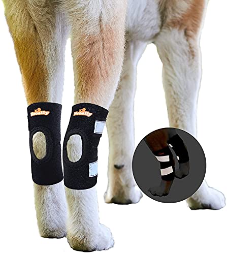 NeoAlly Dog Rear Leg Braces Ankle Support [Pair] Canine Hind Hock Sleeves with Safety Reflective Straps for Injury, Sprain, Wound Healing and Loss of Stability from Arthritis (Small Pair)