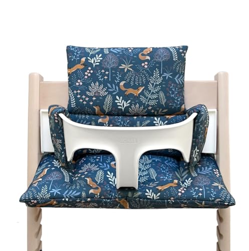 Blausberg Baby - Tripp Trapp Sitz-Kissen Set für Stokke Hochstuhl - 2-teilige Auflage/Polster/Sitzverkleinerer - Fuchs Blau, Material OEKO-TEX Standard 100 zertifiziert