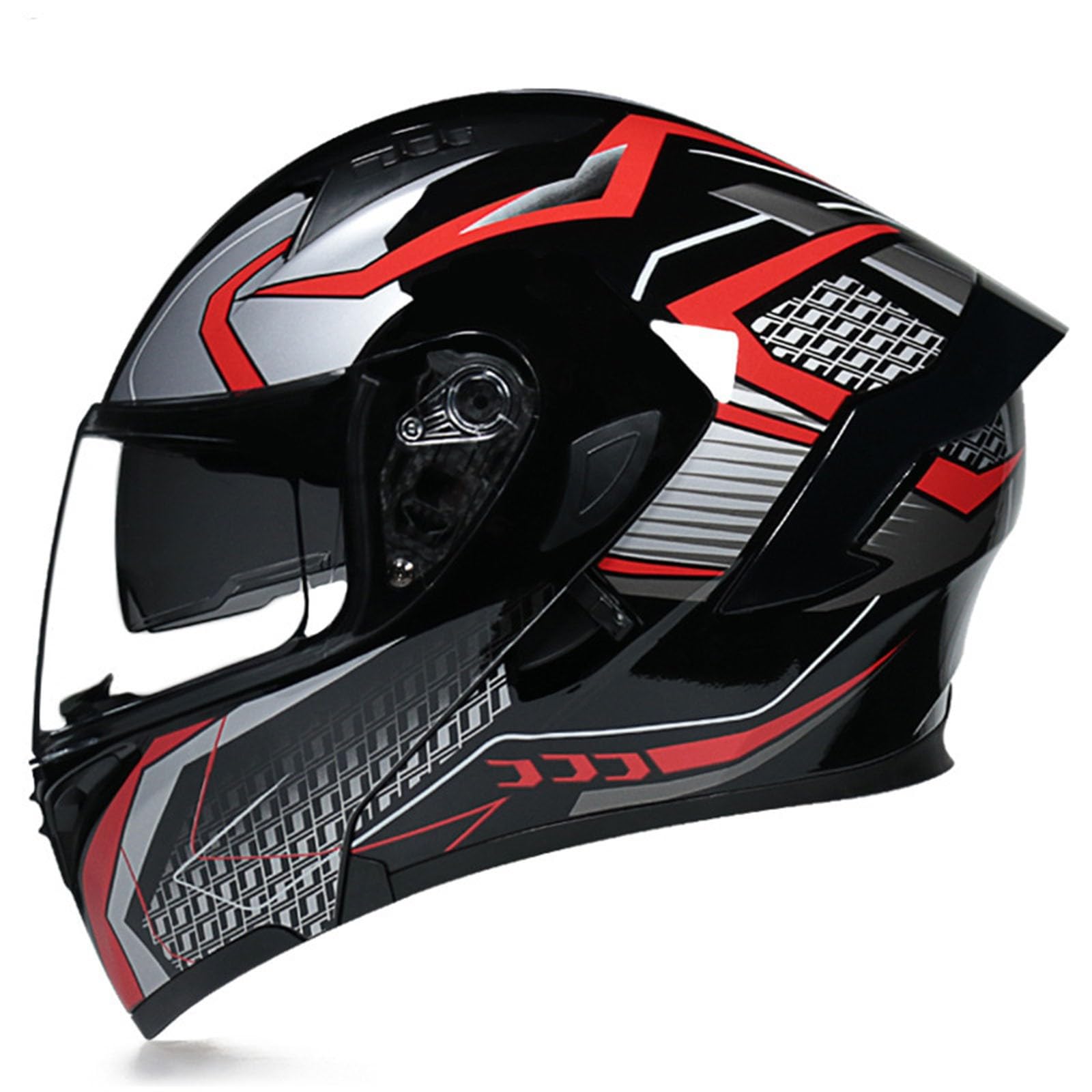 Motorradhelm Integralhelm Für Frauen Männer ECE-Zertifizierun Integriert Klapphelm Mit Doppelvisier Moped Street Racing Motocross Helm,Erwachsene Flip Vollvisierhelm 8,XL:61-62CM