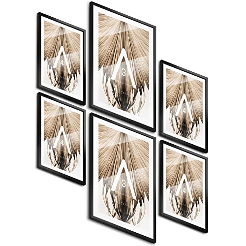 BLCKART Bilderrahmen Set | 2x A3 | 4x A4 | Hochwertige DIN A3 Holz Rahmen Schwarz für Poster Sets