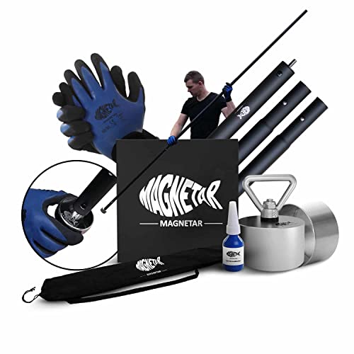 Magnetar - Prikstok Set - 1000kg Magneet - Pakket inclusief Haak/Prikstok/Handschoenen/Beschermhoes/Borglijm - Perfecte Kit voor Magneetprikken…