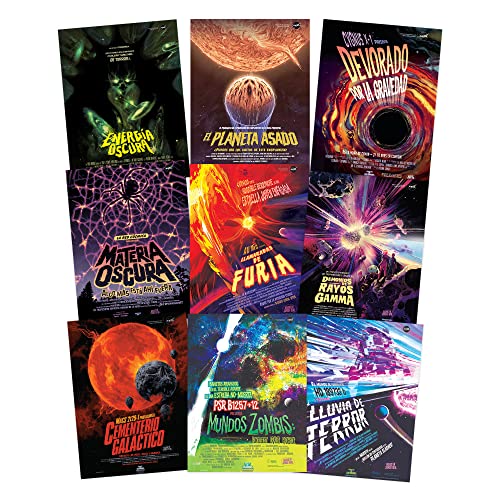 NASA Galaxy of Horrors Spanish Version Space Movie Poster Wall Art Pack of 9