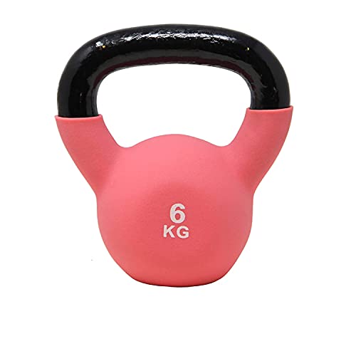 POWRX Kettlebell Neopren 2-26 kg inkl. Workout I Kugelhantel in versch. Farben und Gewichten I Bodenschonende Schwunghantel (6 kg (Rosa))