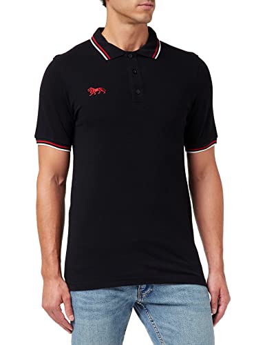 Lonsdale Men's ASHINGTON Polo Shirt, Black/Red/White, XL