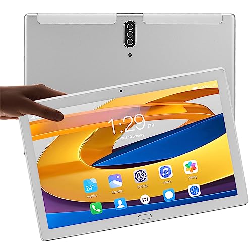 Garsent Ultradünnes Tablet, Tragbares 10,1-Zoll-FHD-Tablet, 5G-WLAN-Business-Tablet, 6 GB RAM 128 GB ROM, Octa-Core-Prozessor, Android 10.0, 5 MP + 8 MP Kamera, 6000 MAh (Silber)