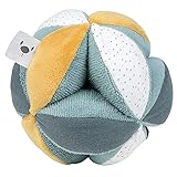 Nattou Aktiv-Kuschelball aus Baumwolle und Polyester, Plüsch-Ball mit Rassel und Quietsche, Für Neugeborene und Frühchen, ∅ 15 cm, Lapidou, Grün