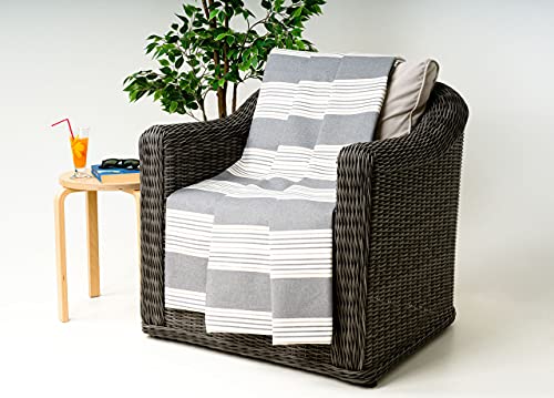 BIANCHERIAWEB Granfoulard Überwurf, Überwurf aus 100% Baumwolle,, Sofaüberwurf oder Tagesdecke für Doppelbett, Muster Streifen grau