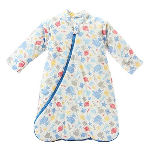 Baby Schlafsack Baumwolle tragbare Decke abnehmbare Ärmel Schlafsack Cartoon Muster Schlafnest für Kleinkinder Kinder Jungen Mädchen
