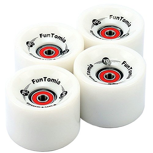 FunTomia 4 Stück Longboard/Skateboard Rollen (Big Wheels) in 70x51mm 80A oder 70x51mm 86A inkl. Mach1® Kugellager