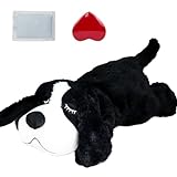vocheer Puppy Heartbeat Toy, Dog Anxiety Relief Calming Aid Puppy Heartbeat Stuffed Animal Behavioral Training Sleep Aid Comfort Soother Plush Toy for Puppy Dogs Cats, Black