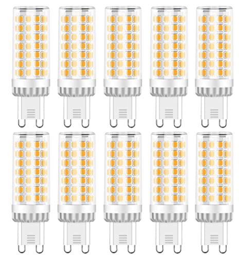 RANBOO G9 LED Lampe 9w Ersatz 75W Halogenlampen, 750LM, Warmweiß 3000K, AC 220-240V, LED Birnen für Kronleuchter, Wandlampe, Kühlschrank und Dunstabzugshaube, Nicht Dimmbar, 10er Pack