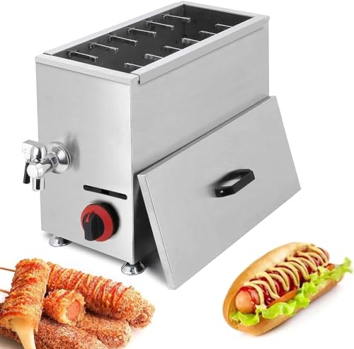 XINRISHENG 21L Käse-Hot-Dog-Stick-Maschine, 12-teilige Wurstfritteuse, kommerzielle Fritteuse, Käsestangen, für Restaurant-Hausküchen-Snackbar