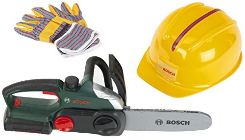 Klein Spielwerkzeug "Bosch Kettensäge mit Helm und Handschuhe" (Set)