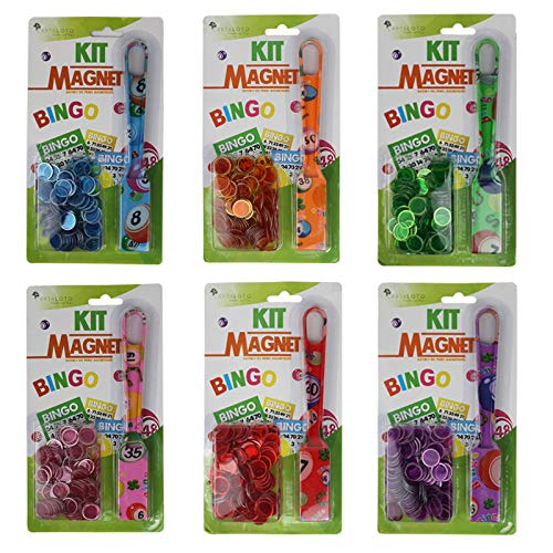 CARTALOTO-12 Magnetstäbe Bingo + 100 Spielsteine, ABKMB, Mehrfarbig