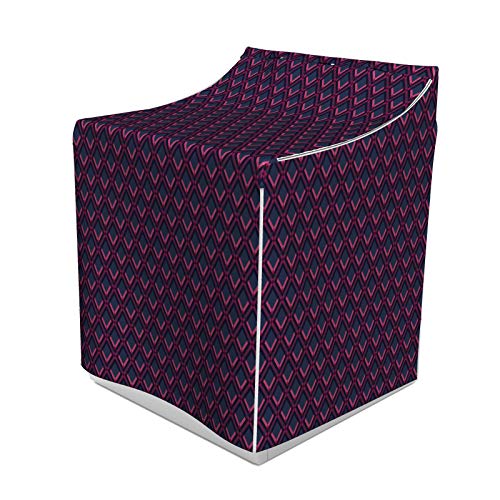 ABAKUHAUS Geometrisch Waschmaschienen und Trockner, Vibrant Digitale Hervorgehoben Diamant Symmetric Hexagon Moderne Drucken, Bezug Dekorativ aus Stoff, 70x75x100 cm, Rosa Plum Dunkelblau