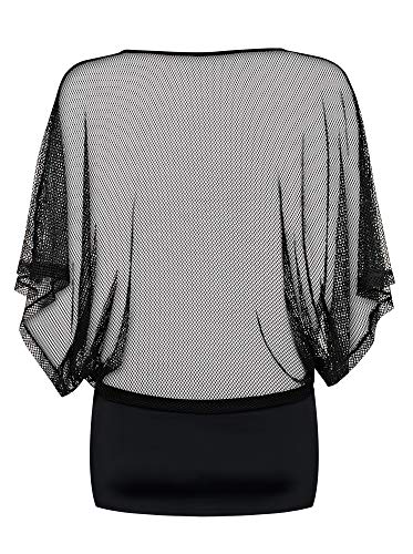 Dress "Punker" schwarzes Netz-Minikleid inkl. String / Mesh-Top + Minirock von Obsessive (L/XL (40-42))