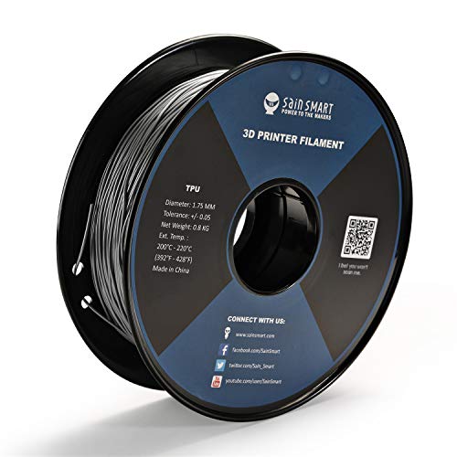 SainSmart flexibles TPU 3D-Druck-Filament, 1,75 mm, 0,8 kg, Maßgenauigkeit +/- 0,05 mm, Silbrig