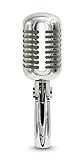 McGee Retro-Mikrofon DRM-200, dynamisches Mikro mit Stativbefestigung, neigbarer Kopf, für Studio, Bühne oder Büro, Metall-Gehäuse, Nieren-Charakteristik, Chrom