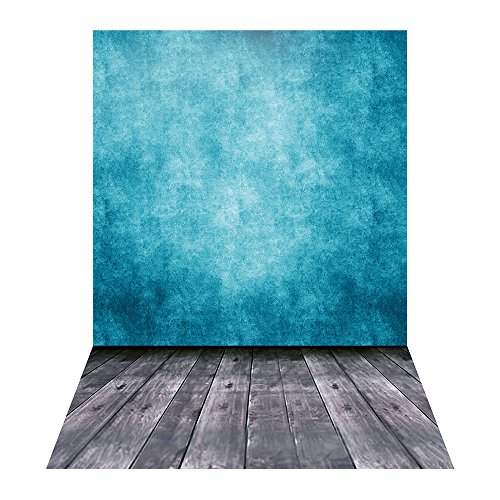 Andoer 1.5 * 2.1m / 5 * 6.9ft Fotografie Hintergrund Digital gedruckt Blau Classic Wand Holzboden Muster für Kinder Kinder Baby Neugeborenen Portrt Studio Fotografie