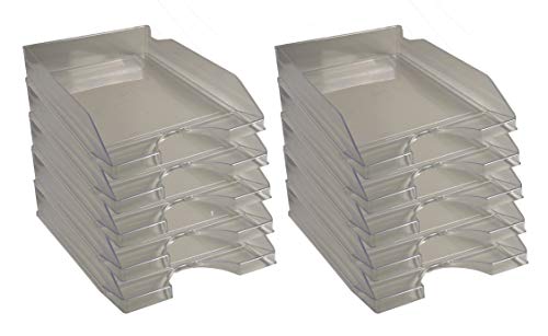 Exacompta 12327D Packung mit 10 Briefablagen Ecotray ECO für Dokumente im A4+ Format, 1 Pack, grau transparent