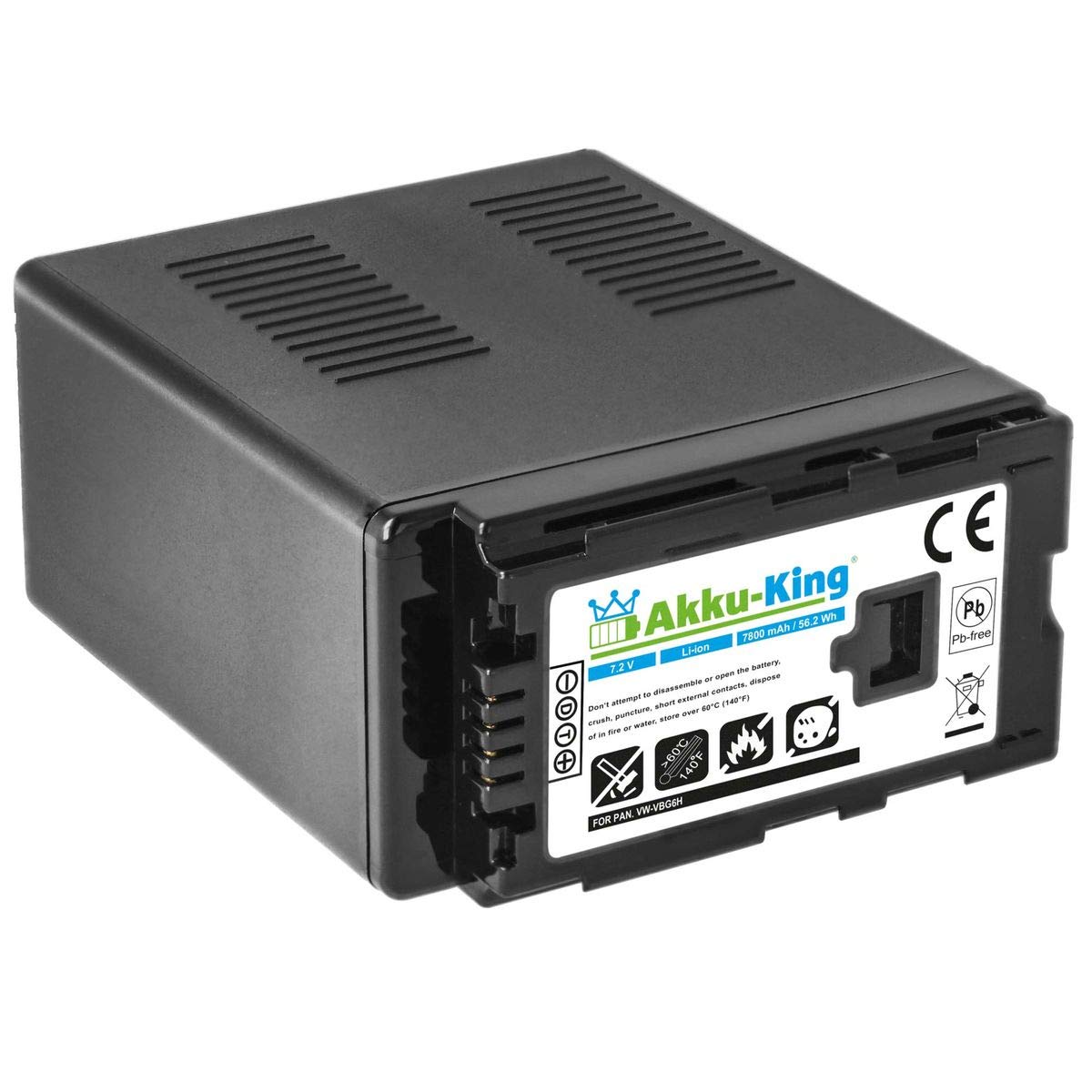 Akku-King Akku kompatibel mit Panasonic VW-VBG6, VW-VBG6GK, VW-VBG6-K, VW-VBG6PPK - Li-Ion 7800mAh - für AG-AC130, AG-HMC150, HDC-DX1, HDC-MDH1GK, HDC-SD1