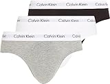 Calvin Klein Herren 3er Pack Hip Briefs Unterhosen Baumwolle mit Stretch, Mehrfarbig (Black/White/Grey Heather), XL