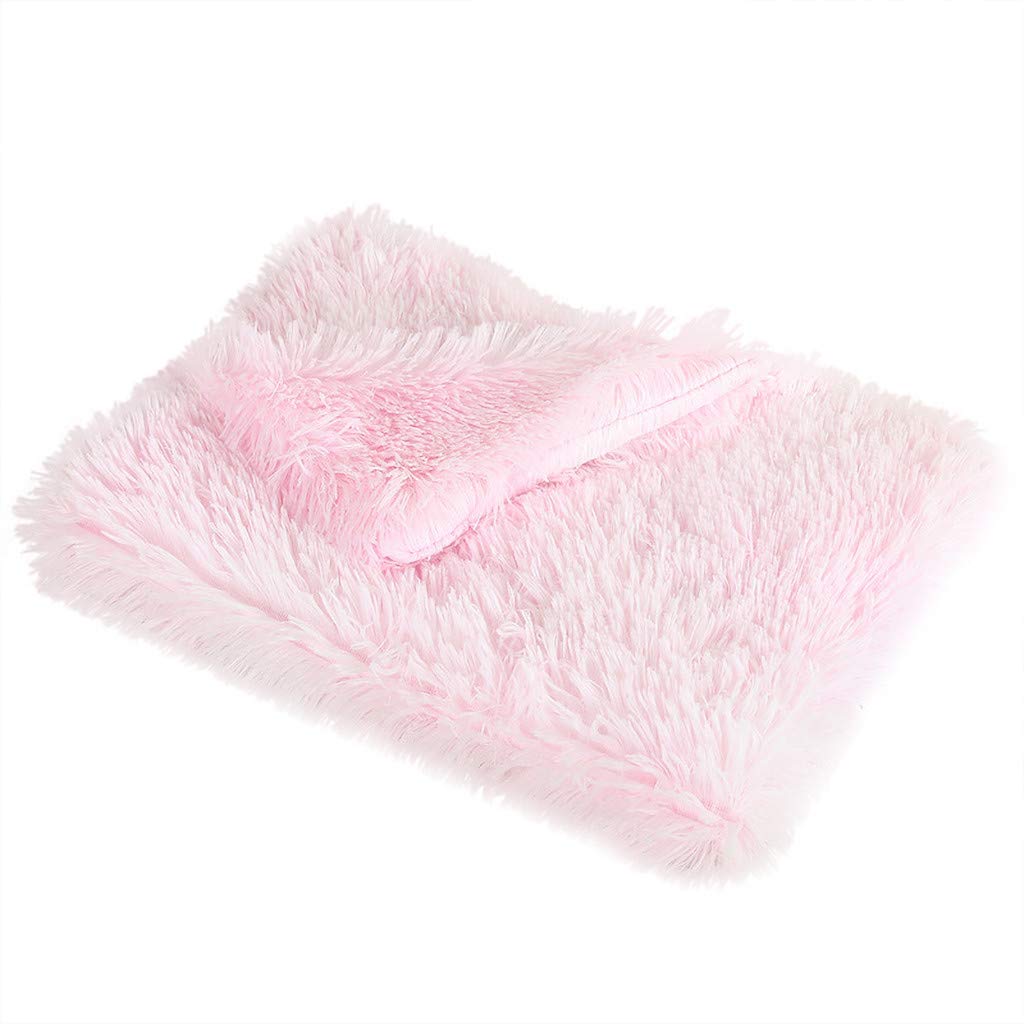 Yowablo Haustierdecke Winter verdickte warme Winterschlafunterlage für kleine Haustiere (100 * 75cm,Hell-Pink)