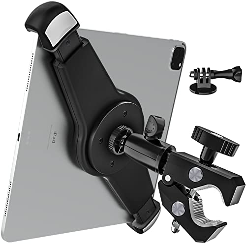 woleyi Große Tablet-Halterung mit 6,35 mm Gewinde für Spin Bike, Laufband, Mikrofonständer, Stativadapter, Heimtrainer, Lenker, für iPad Pro 12,9 cm Air & 9,5-14,5 Zoll Tablet, GoPro, Kamera