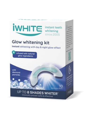 iWhite Zahnaufhellung Glow Kit - 10 vorgefüllte Schienen für das Bleichen von Zähnen - Peroxidfrei & sicher für Zahnschmelz - Zahnweiß-Streifen - Sofortiges Whitening mit Tag- & Nacht- Glow-Effekt
