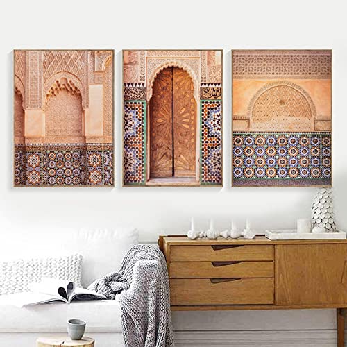 Islamische Wand Bilder Leinwand Bild Marokko Reisegeschenk Marokko Orient Ornamets Poster und Kunstdrucke Bilder für Wohnzimmerdekoration 40 x 60 cm x 3 ungerahmt