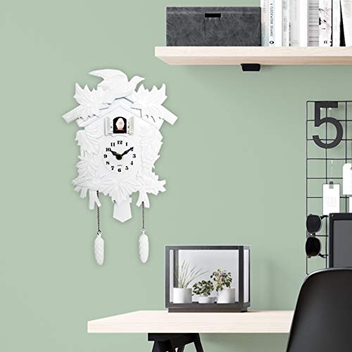 WALPLUS Kuckucksuhr – Weiß Home DIY Dekoration Büro Zubehör minimalistisches Design Schlafzimmer Dekor stilvoll Wohnzimmer Geschenkideen leicht