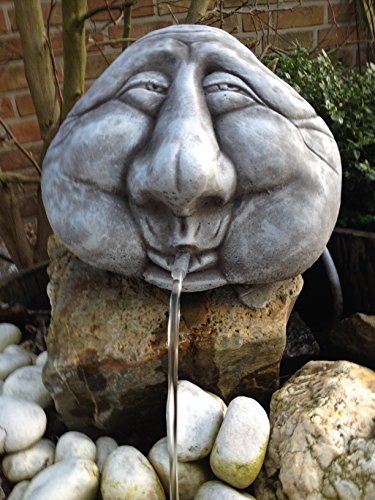 Steinfigur Wasserspeier Gartenfigur Steinkopf für Garten Deko Steinguss
