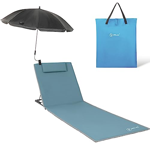 Homecall Gepolsterte, schnell trocknende Strandmatte mit Sonnenschirm, XXL - (Blau)