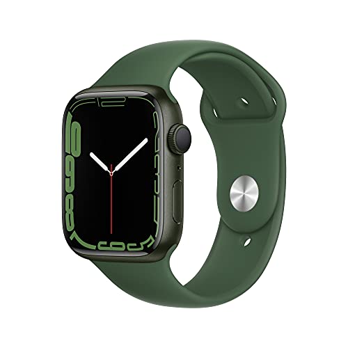 Apple Watch Series 7 (GPS, 45 mm) – grünes Aluminiumgehäuse mit Kleeblatt-Sportarmband (erneuert)