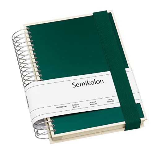 Semikolon 364098 Mucho Spiral-Notizbuch A5 15,7 x 21,7 cm - je 110 karierte, linierte, blanko Seiten, forest grün