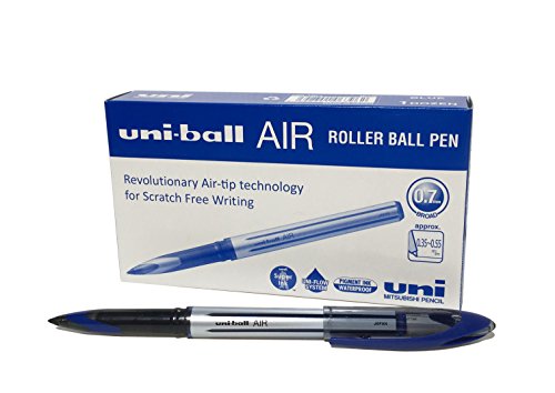 uni-ball 190512000 UB-188-L Air Kugelschreiber, blaue Super-Tinte, fälschungssicher, Füllfederspitze, 12 Stück